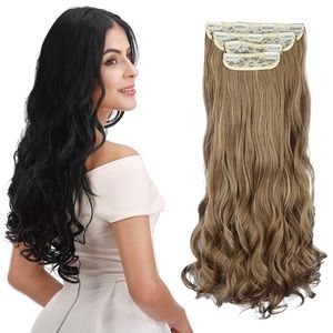 ✨24" HONEY& LIGHT BLONDE CURLY MIX 4PIECE CLIP-INS